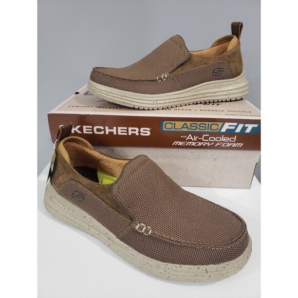 NEW Skechers Mens Proven Renco Loafer SIZE‎ 8 Slip On Brown Dress Shoe Casual - Picture 1 of 8